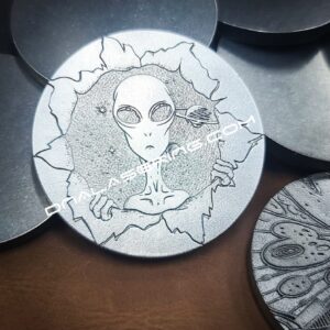 Alien Outer Limits - Deep Laser Engraved Stainless Steel Coin - Polished Finish