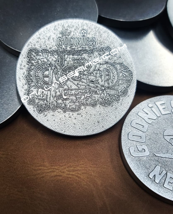 Goonies Doubloon - Deep Laser Engraved Stainless Steel Coin - Polished Finish