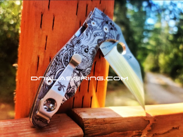 LynchNW Spyderco - Jolly Roger - Deep Laser Engraved Titanium - Deep Carry Pocket Clip - Blacksmith, Satin or Sandwash Finish