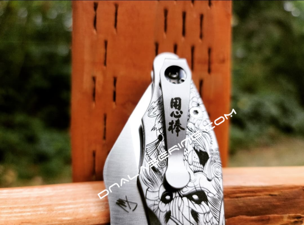 LynchNW Spyderco - Yojimbo Kanji - Deep Laser Engraved Titanium - Deep Carry Pocket Clip - Blacksmith, Satin or Sandwash Finish