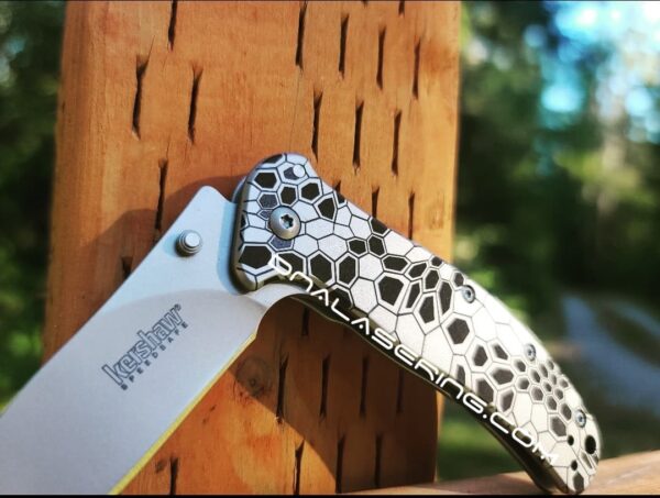 Kershaw Zing SS - Kryptek Camo - Deep Fiber Laser Engraved - Double Sided Black Engraving - EDC Knife - Stainless Steel - NIB