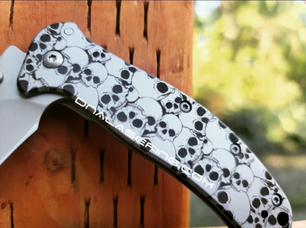 Kershaw Zing SS - Skulls - Deep Fiber Laser Engraved - Double Sided Black Engraving - EDC Knife - Stainless Steel - NIB