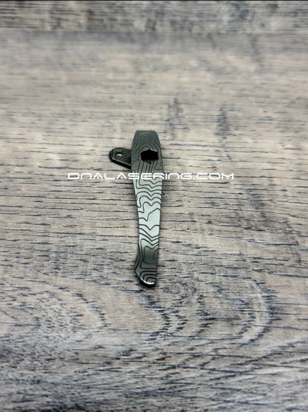 LynchNW Kershaw Leek / Blur – Topographic – Deep Laser Engraved Titanium – Deep Carry Pocket Clip – Blacksmith, Sandwash, or Satin Finish