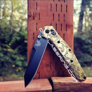 Benchmade 940 Osborne - Leaf Scroll - NEW Relief Engraving Style - Deep Laser Engraved Brass Scales - EDC Gear *Scales Only*