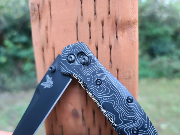 Benchmade 940 Osborne - Topographic Map - Laser Engraved DLC Titanium Scales - EDC Gear *Scales/Handles Only*