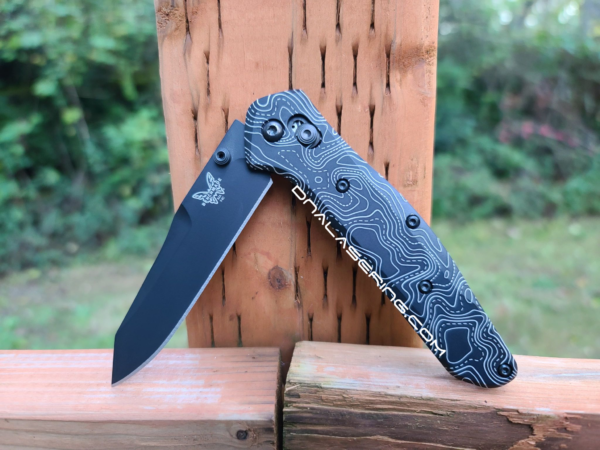 Benchmade 940 Osborne - Topographic Map - Laser Engraved DLC Titanium Scales - EDC Gear *Scales/Handles Only*