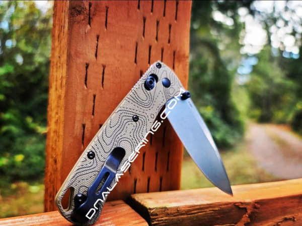 Benchmade Bugout - Topographic Map - Laser Engraved - Desert Tan G-10 Knife Scales - EDC Gear *Scales Only*
