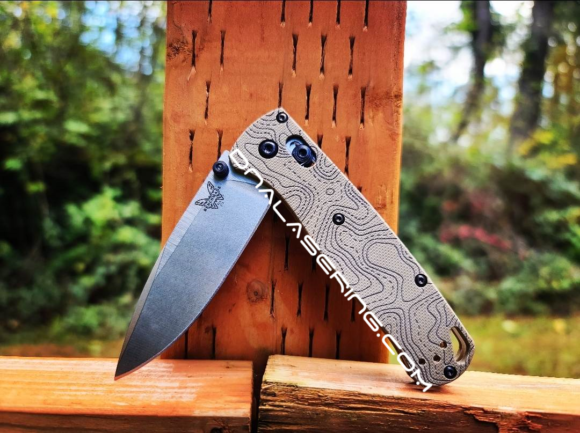 Benchmade Bugout - Topographic Map - Laser Engraved - Desert Tan G-10 Knife Scales - EDC Gear *Scales Only*