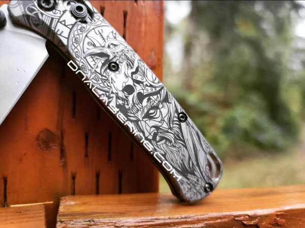 Viking - Odin - Norse God - Benchmade Bugout TI - Deep Laser Engraved Titanium Scales - EDC Gear *Scales Only*