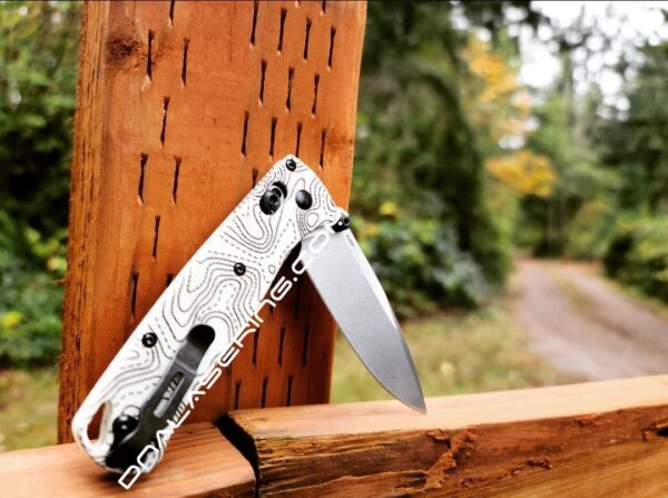 Benchmade Bugout - Topographic Map - Laser Engraved - Bone White G-10 Knife Scales - EDC Gear *Scales Only*