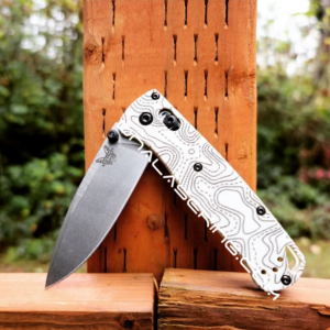 Benchmade Bugout - Topographic Map - Laser Engraved - Bone White G-10 Knife Scales - EDC Gear *Scales Only*