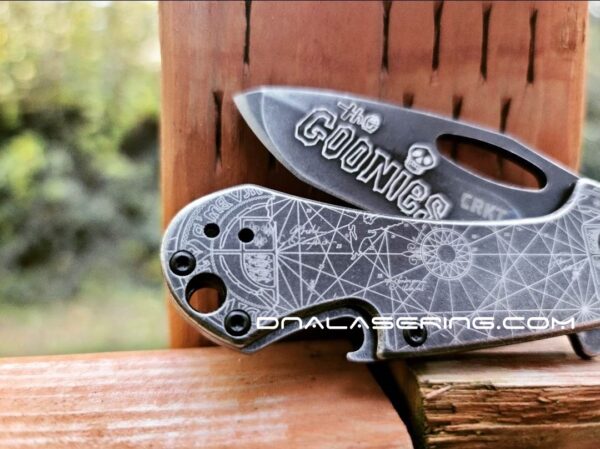 CRKT Bev-Edge Flipper Knife w/ Bottle Opener - Goonies Map - Fiber Laser Deep Engraved Knife - EDC - NIB