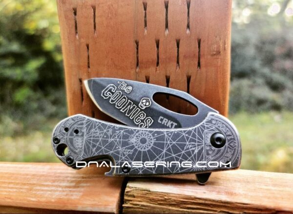 CRKT Bev-Edge Flipper Knife w/ Bottle Opener - Goonies Map - Fiber Laser Deep Engraved Knife - EDC - NIB