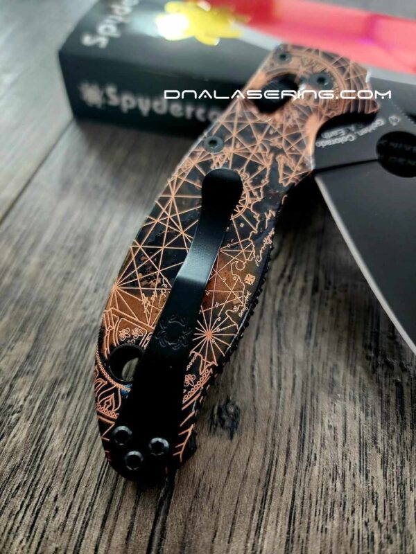 Spyderco Manix 2 - Shipwreck Patina - Goonies Map - Deep Laser Engraved - Copper Knife Scales - EDC Gear *Knife Install Optional*
