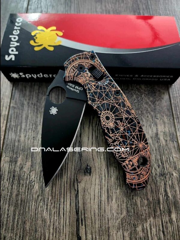 Spyderco Manix 2 - Shipwreck Patina - Goonies Map - Deep Laser Engraved - Copper Knife Scales - EDC Gear *Knife Install Optional*