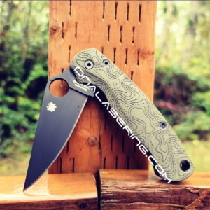 Spyderco PM2 Lotus - Topographic Map - Laser Engraved OD Green G-10 Knife Scales - EDC Gear - Knife & Hardware Optional