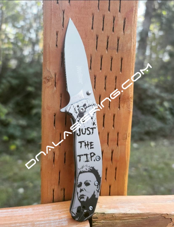 Kershaw Zing SS - Michael Meyers - Just the Tip - Deep Fiber Laser Engraved - Stainless Steel - EDC Knife - NIB