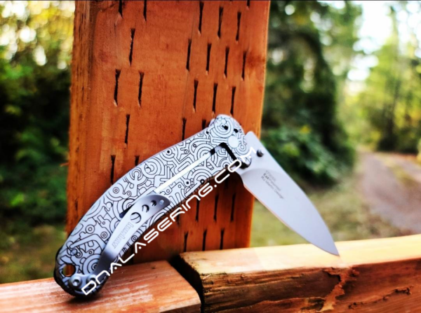 Kershaw Zing SS - Steampunk Style Maze - Deep Fiber Laser Engraved - Double Sided Black Engraving - EDC Knife - Stainless Steel - NIB