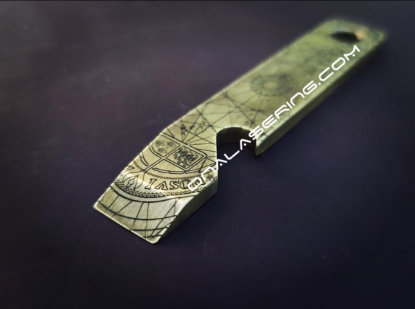 Solid Brass Prybar - Goonies Map - Deep Laser Engraved Popper - Bottle Opener Pry with Lanyard Hole - Everyday Carry Multi Tool