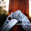 Japanese Warrior - Samurai Skulls - Spyderco YoJumbo - Deep Laser Engraved - Titanium Scales - EDC Gear *Scales/Handles Only* - Image 3