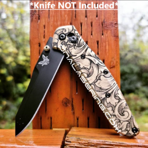 Benchmade 940 Osborne - Leaf Scroll - Deep Laser Engraved Brass Scales - EDC Gear *Scales Only*