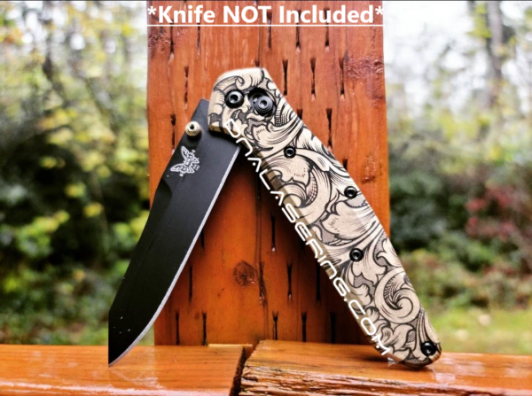 Benchmade 940 Osborne - Leaf Scroll - Deep Laser Engraved Brass Scales - EDC Gear *Scales Only*