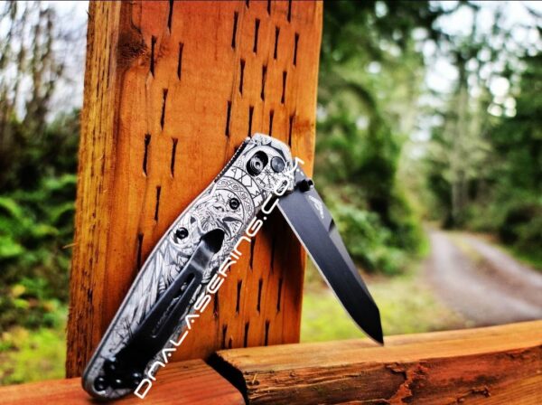 Viking - Odin - Norse God - Benchmade 940 Osborne - Deep Laser Engraved Titanium Scales - EDC Gear *Scales Only*
