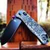 Viking Runes - Celtic Knots - Fiber Laser Engraved - Kizer Drop Bear - EDC - Complete Knife