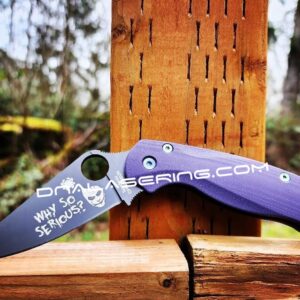 Joker - Spyderco PM2 - Laser Engraved Blade - Anodized Hardware & Lynch Clip - Lotus Purple Haze Scales - Phosphor Washers - Complete Knife
