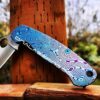 Damascus Pattern - Spyderco PM2 TI - Fiber Laser Deep Engraved - Double Ano Titanium Knife Scales - Flytanium - Knife & Hardware Optional
