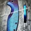 Seigaiha Pattern - CRKT Pilar 3 - Anodized Titanium - Fiber Laser Deep Engraved Pilar 3 Knife Scale - EDC Gear *Optional Backspacer*