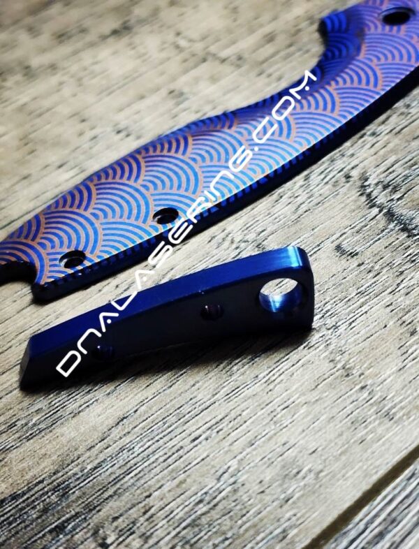 Seigaiha Pattern - CRKT Pilar 3 - Anodized Titanium - Fiber Laser Deep Engraved Pilar 3 Knife Scale - EDC Gear *Optional Backspacer*