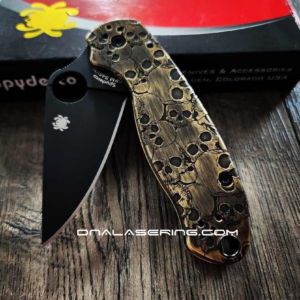 PM3 MAGNACUT Spyderco Para 3 Salt - Mandala Paisley Engraved AWT Skinny Titanium Scales - LynchNW Blacksmith Pocket Clip - Complete Knife