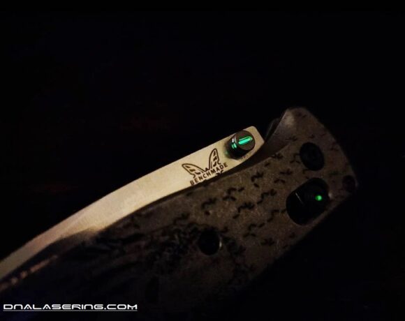 Benchmade - GREEN Glow Rhino - Titanium Thumb Stud - Satin Finish - Flytanium Gear - Image 4