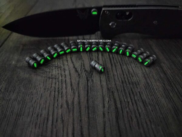 Benchmade - GREEN Glow - Titanium Thumb Stud - Satin Finish - Flytanium Gear