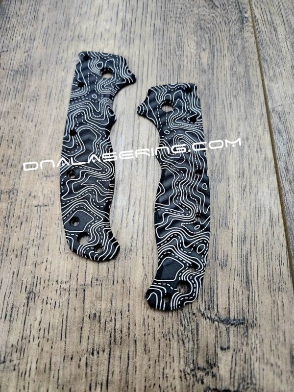 Topographic Map Pattern - Demko AD 20.5 - Laser Engraved Aluminum Chevron Scales - Anodized Black - EDC Gear