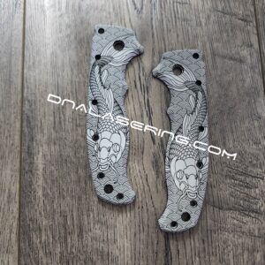 Koi - Seigaiha Waves - Demko AD 20.5 - Laser Engraved Aluminum Scales - Anodized Black - EDC Gear