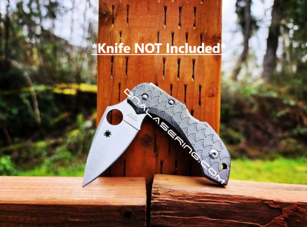 Seigaiha Japanese Waves - Spyderco Dragonfly TI - Deep Laser Engraved Titanium Scales - Flytanium - EDC Gear