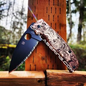 Kraken VS Pirate Ship - Spyderco Shaman - Laser Engraved Copper Knife Scales - Flytanium *Optional Knife Install*