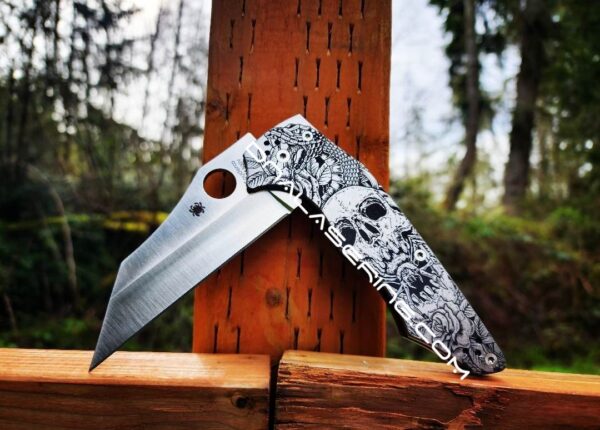 Fearless - Spyderco YoJumbo - Deep Laser Engraved - Titanium Scales - EDC Gear *Scales/Handles Only*