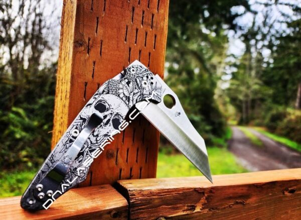 Fearless - Spyderco YoJumbo - Deep Laser Engraved - Titanium Scales - EDC Gear *Scales/Handles Only*