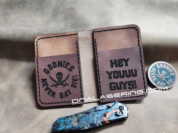 Goonies Map - Laser Engraved - Leather Bifold Wallet - Hand Stitched