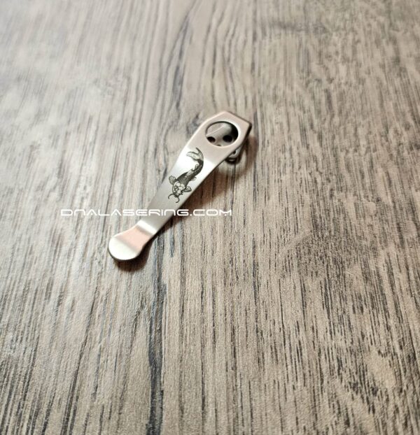 LynchNW Spyderco - Koi Fish - Deep Laser Engraved Titanium - Deep Carry Pocket Clip - Blacksmith, Satin or Sandwashed Finish