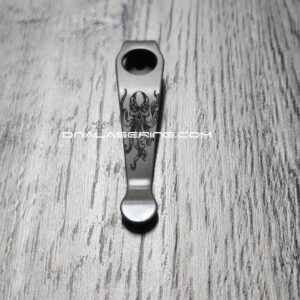 LynchNW Spyderco - Kraken - Deep Laser Engraved Titanium - Deep Carry Pocket Clip - Blacksmith, Satin or Sandwashed Finish
