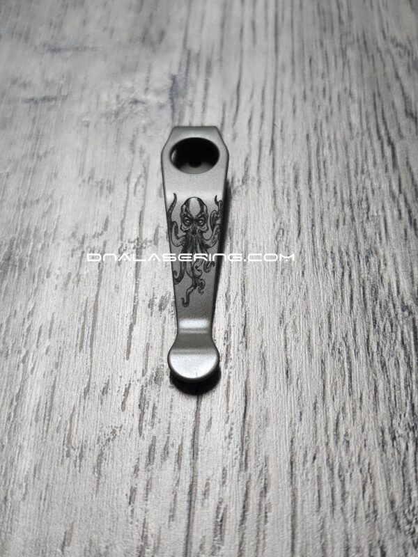 LynchNW Spyderco - Kraken - Deep Laser Engraved Titanium - Deep Carry Pocket Clip - Blacksmith, Satin or Sandwashed Finish