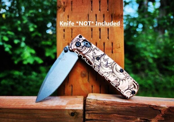 MINI Benchmade Bugout - Leaf Scroll - Deep Laser Engraved Copper Scales - EDC Gear *Scales Only*