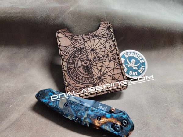Goonies Map - Laser Engraved - Minimalist Leather Wallet - Hand Stitched