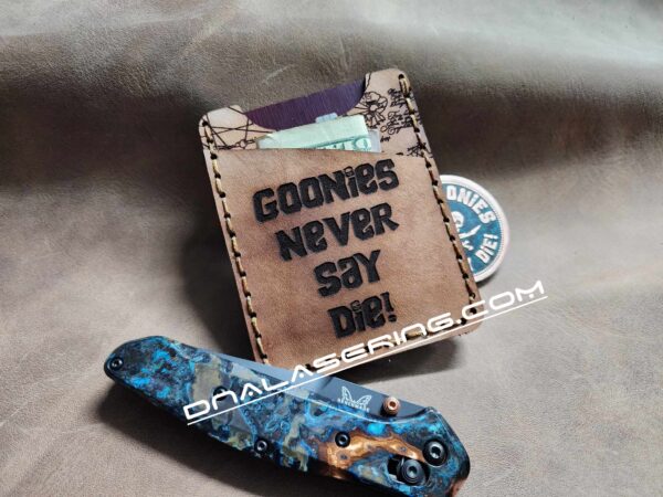 Goonies Map - Laser Engraved - Minimalist Leather Wallet - Hand Stitched