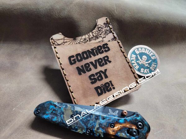 Goonies Map - Laser Engraved - Minimalist Leather Wallet - Hand Stitched