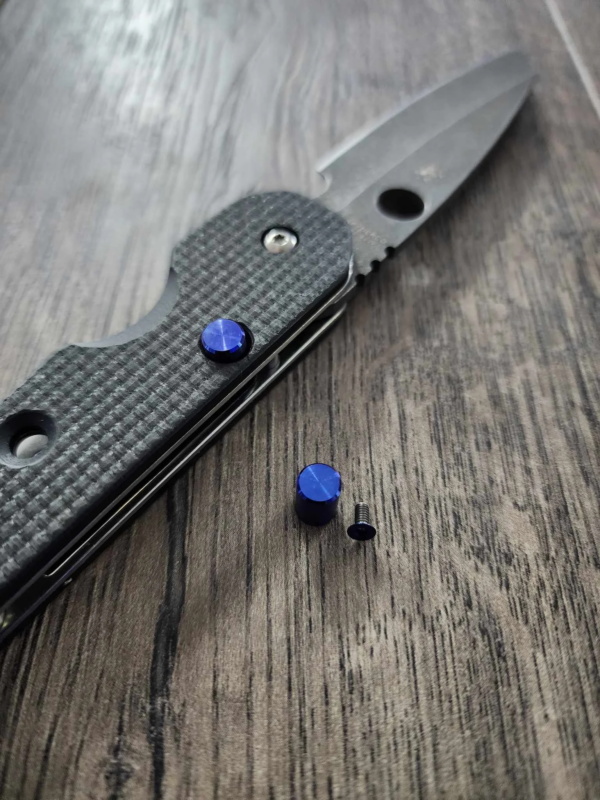 Spyderco Smock - Replacement Button (Lock Release) - Titanium - Blue Anodize - EDC Gear